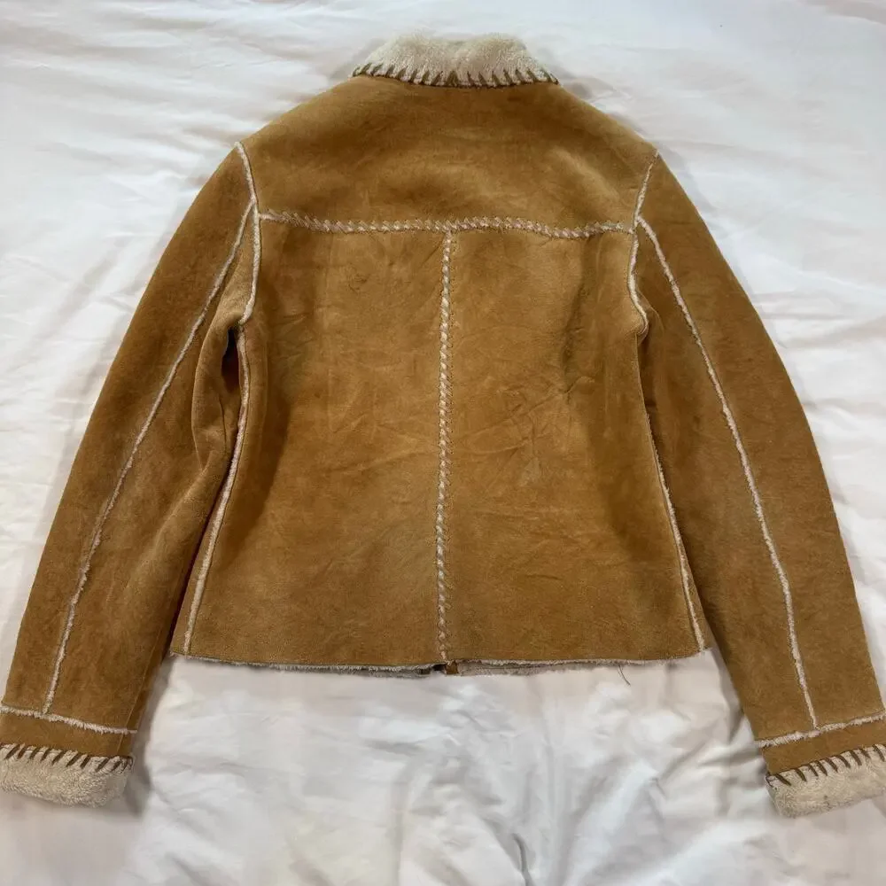 Vintage Y2K Wilsons Leather Pelle Studio Jacket Suede faux fur womens size small - Picture 7 of 16